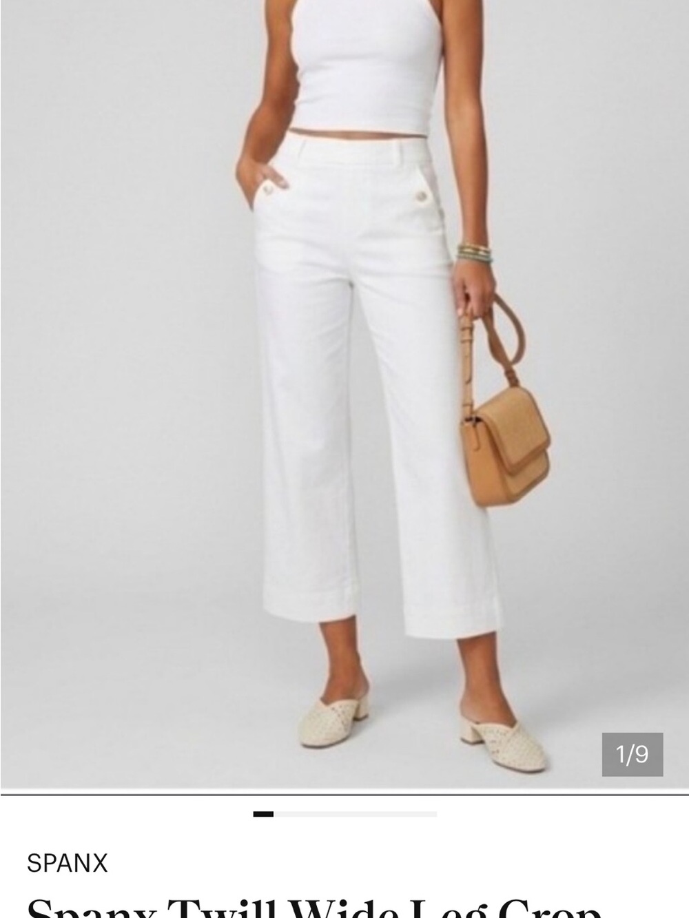 SPANX White Wide-Leg Crop Pants
